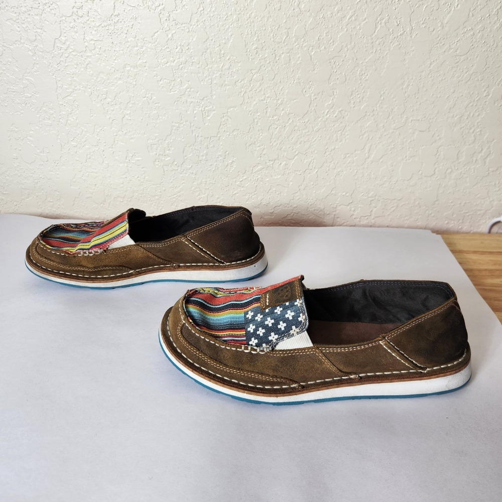 Ariat Cruiser Serape Flag Slip On Shoes Womens 9B Brown Leather Loafers 10038411